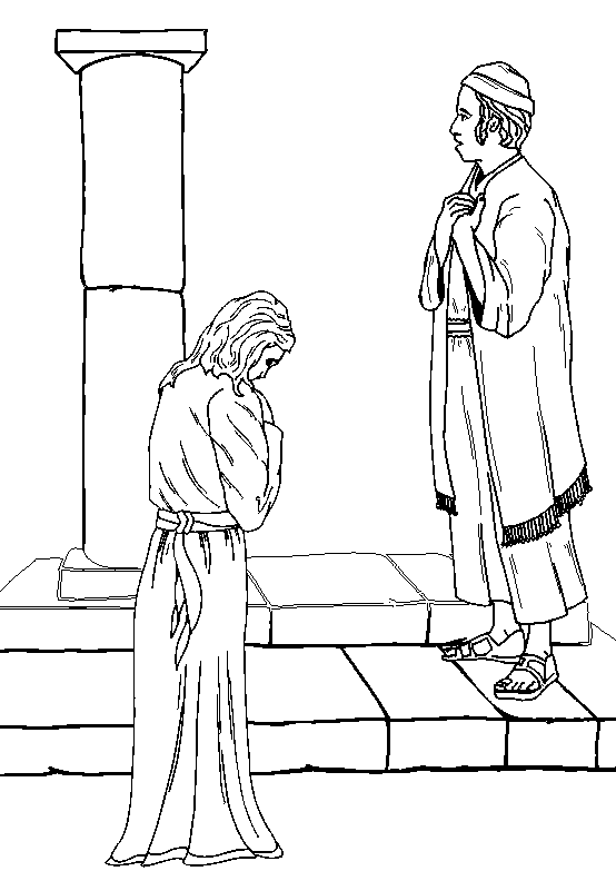 Coloring Page: The widow asks the wicked judge for justice