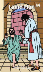 peter heals the lame man Bible trading card front