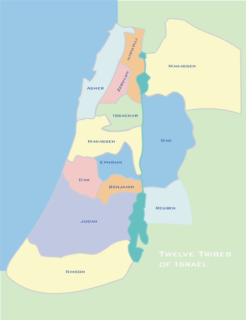 Printable map of the Twelve Tribes of Israel